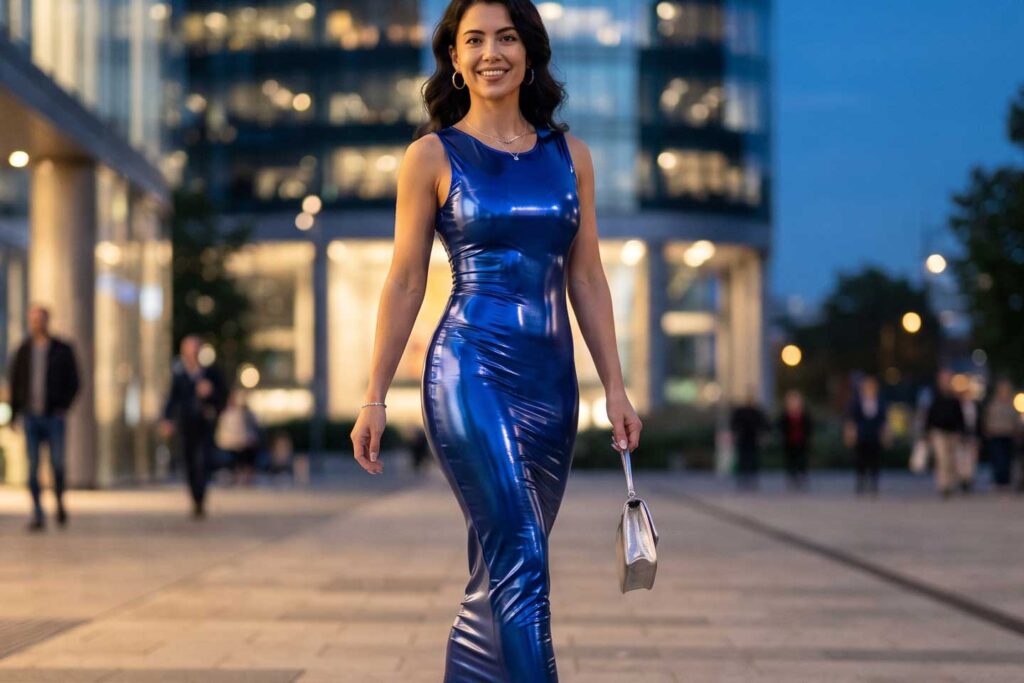 blaues Spandexkleid